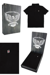 Beşiktaş Orijinal Polo Yaka Çocuk T-shirt Hediyelik Ahşap Kutulu - 1