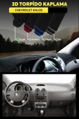 Chevrolet Kalos 3d Torpido Koruma Kılıfı - Ön Göğüs Kaplama - Siyah Şerit - 1