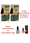 NATURA BALANCE SAÇ BOYASI 3 KOYU KAHVE 2 ADET + KALYON TIRNAK BESLEYİCİ VE BAKIM YAĞI - 1