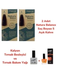 NATURA BALANCE SAÇ BOYASI 5 AÇIK KAHVE 2 ADET + KALYON TIRNAK BESLEYİCİ VE BAKIM YAĞI - 1