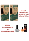 NATURA BALANCE SAÇ BOYASI 4.45 ETKİLEYİCİ KAHVE 2 ADET + KALYON TIRNAK BESLEYİCİ VE BAKIM YAĞI - 1