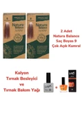 NATURA BALANCE SAÇ BOYASI 9 ÇOK AÇIK KUMRAL BAKIR 2 ADET + KALYON TIRNAK BESLEYİCİ VE BAKIM YAĞI - 1