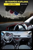 Opel Corsa 2013 - 2019 3d Torpido Koruma Kılıfı - Ön Göğüs Kaplama - Kırmızı Şerit - 1