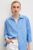 Fakir Kol Keten Gömlek Mavi thumbnail 6
