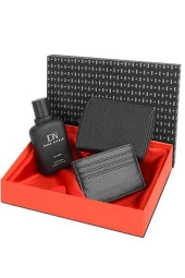 Kutulu Vegan Deri Siyah Fermuarli Erkek Cüzdan & Kartlık Parfümlü Hediye Seti  Siyah thumbnail 1