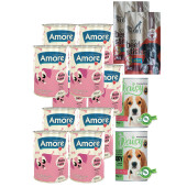Amore 10+2 Kuzu Parça Etli Yavru Köpek Konservesi, 2 adet 3lü Sticks - 1