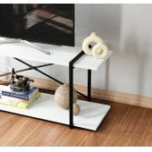 Eportatif Televizyon Ünitesi Tv Standı Raflı Metal Sehpa Beyaz 1380 - 3