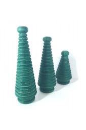 Ahşap Dekor Yılbaşı Dekoru Çam Ağcı El Yapımı Eskitme Yeşil Doğal Dekor 3 Parça - 1