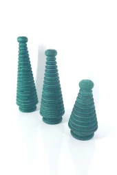 Ahşap Dekor Yılbaşı Dekoru Çam Ağcı El Yapımı Eskitme Yeşil Doğal Dekor 3 Parça - 2