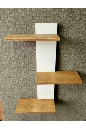 Doğal Ahşap Çoklu Raf Dekoratif Duvar  Rafı - 2