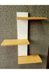 Doğal Ahşap Çoklu Raf Dekoratif Duvar  Rafı - 1