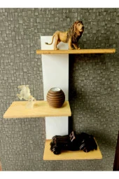 Doğal Ahşap Çoklu Raf Dekoratif Duvar  Rafı - 2