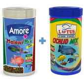 Amore Malawi Mix Chips 1000ml Ve Lotus Cichlid Mix 1000ml Kutu Balık Yemi - 1