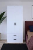 ABETE MOBİLYA 2 Kapılı 2 Çekmeceli Gardırop / Beyaz - 2