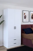 ABETE MOBİLYA 2 Kapılı 2 Çekmeceli Gardırop / Beyaz - 1