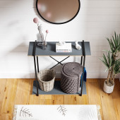 Eportatif Metal Ayaklı Dresuar Raflı Dresuar Dekoratif Metal Dresuar Füme 1378 - 4