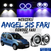 Citroen Nemo 2008-2022 Uyumlu Üniversal Mercekli Angel Sis Farı Metal Su Geçirmez 76 mm Mavi Halkalı Gündüz Farı 2 Adet thumbnail 1
