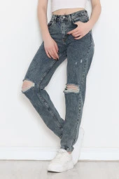 MATMEL Lazer Kesim Boyfriend Kot Pantolon Mavi - 16661.925. - 1