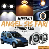 Citroen Nemo 2008-2022 Uyumlu Üniversal Mercekli Angel Sis Farı Metal Su Geçirmez 76 mm Turuncu Halkalı Gündüz Farı - 1