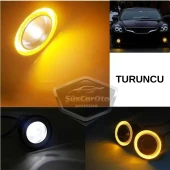 Citroen Nemo 2008-2022 Uyumlu Üniversal Mercekli Angel Sis Farı Metal Su Geçirmez 76 mm Turuncu Halkalı Gündüz Farı - 3