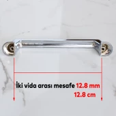 Krom Metal Kulp 128 mm-12.8 cm Mobilya Çekmece Mutfak Dolabı Dolap Kapak Kulpları Kulbu thumbnail 2