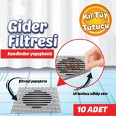 Kıl Kir Pis Tutucu Süzgeç Kullan At Yapışkanlı Banyo Lavabo Gider Filtresi Boru Tıkama Önleme 10'lu - 1