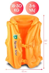 18-30 kg Şişme Can Yeleği Swimvest Havuz Deniz Yüzme Yeleği Yüzücü Destek Yelek 60 cm Turuncu thumbnail 2