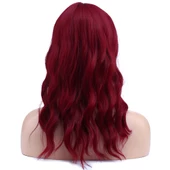 Dalgalı Kısa Perçemli Fiber Sentetik Peruk - Kızıl H9882-850A thumbnail 1