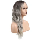 Dalgalı Perçemli Fiber Sentetik Orta Boy Peruk - Ombre ve Röfleli H7836-28H thumbnail 3