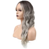 Dalgalı Perçemli Fiber Sentetik Orta Boy Peruk - Ombre ve Röfleli H7836-28H thumbnail 2