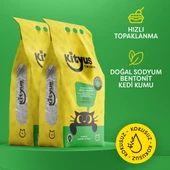 2’li Avantaj Paketi Hassas Kediler için Tozsuz,Topaklanan, Kokusuz Bentonit Kedi Kumu 2x5lt - 1