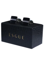 Esgue Gümüş Siyah Kare Form Kol Düğmesi - 1