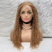 Afro Dalga Front Lace Gerçek Tül Peruk - Sıcak Karamel - 70-75cm WW18-26INCH thumbnail 1