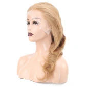 Dalgalı Front Lace Gerçek Tül Peruk - Sıcak Karamel - 60-65cm BW18-20INCH thumbnail 3