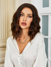 Kahverengi / Karamel Röfleli Küt Tül Peruk ROT10236-4H30 thumbnail 1