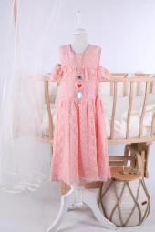 Babyhola 6-9 Yaş Kolyeli Dantelli Kız Çocuk Bayramlık Midi Uzun Mezuniyet Balo Abiye Elbisesi 21019 thumbnail 5