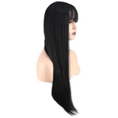 Düz Perçemli Uzun Fiber Sentetik Peruk - Siyah H7231-1-PM thumbnail 2