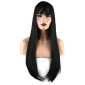 Düz Perçemli Uzun Fiber Sentetik Peruk - Siyah H7231-1-PM thumbnail 1