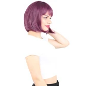 Küt Kahküllü Fiber Sentetik Peruk - Patlıcan Moru H7809G-716-PM-14X thumbnail 2