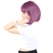 Küt Kahküllü Fiber Sentetik Peruk - Patlıcan Moru H7809G-716-PM-14X thumbnail 3