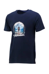 Erkek Bisiklet Yaka Mevsimlik Adventure Baskılı Standart Fit Lacivert T-Shirt thumbnail 1