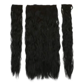 Fiber Sentetik Kabarık Dalgalı Yarım Ay + 2 Yan Çıt Çıt - Siyah W026-3-1-PM-14X thumbnail 3