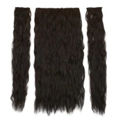 Fiber Sentetik Kabarık Dalgalı Yarım Ay + 2 Yan Çıt Çıt - Kahverengi W026-3-4-PM-14X thumbnail 1