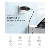 Havit UC10 65W Gan Teknoloji Hızlı Şarj Adaptörü - 2 Type-C, 1 USB Girişi - 4