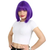 Küt Kahküllü Fiber Sentetik Peruk - Mor H7809G-T2410-PM-14X thumbnail 1