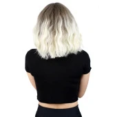 Fiber Sentetik Kısa Dalgalı Perçemsiz Peruk - Küllü Açık Kahve / Platin Ombreli H9045-8F613-PM-14X thumbnail 4