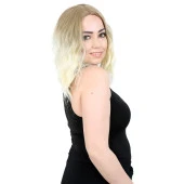 Fiber Sentetik Kısa Dalgalı Perçemsiz Peruk - Küllü Balköpüğü / Platin Ombreli H9045-85F613-PM-14X thumbnail 2