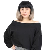 Kısa Küt Perçemli Fiber Sentetik Peruk - Siyah / Küllü Bebek Sarı Ombreli H7803-2F85-612-PM-14X - 1