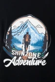 Erkek Bisiklet Yaka Mevsimlik Adventure Baskılı Standart Fit Siyah T-Shirt thumbnail 2