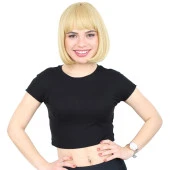 Kısa Küt Perçemli Fiber Sentetik Peruk - Sarı H7803-86-PM-14X thumbnail 1